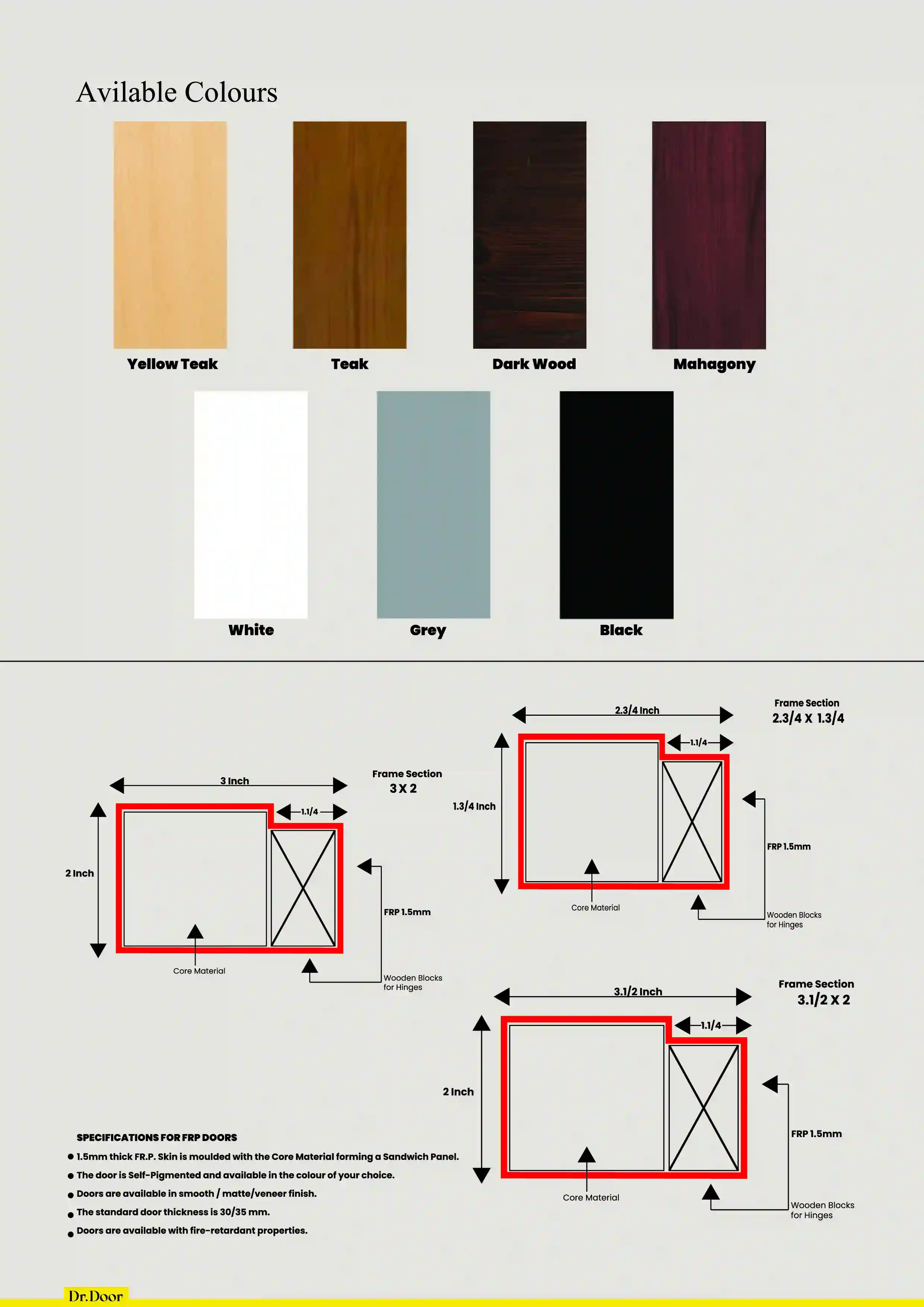 Dr.Door's FRP door available colors image